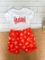CONJUNTO DE BEBÊ BODY MANGA CURTA BLESSED + SHORTS SPLASH LARANJA
