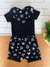 CONJUNTO DE BEBÊ BODY MANGA CURTA PRETO + SHORTS SPLASH E BABADOR