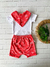 CONJUNTO DE BEBÊ BODY MANGA CURTA CONCHAS SALMÃO + BABADOR