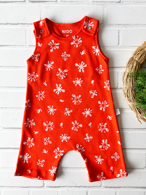 MACACÃO DE BEBÊ LARANJA COM ESTAMPA SPLASH