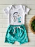 CONJUNTO DE BEBÊ BODY MANGA CURTA CAVALO MARINHO VERDE ÁGUA