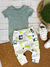 CONJUNTO DE BEBÊ COM BODY MANGA CURTA + CALÇA SARUEL ESTAMPA QUADRADOS AZUL CHÁ