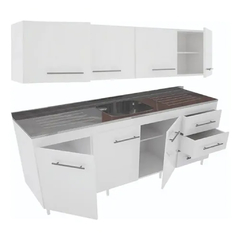 Combo Cocina 1.60 Bajo Mesada + Alacena + Mesada Acero Bacha - comprar online