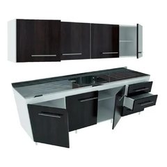 Combo Cocina 1.60 Bajo Mesada + Alacena + Mesada Acero Bacha - Cronoblock