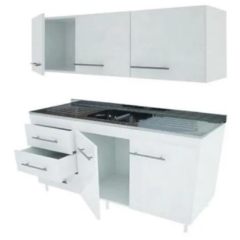 Combo Cocina 1.20 Bajo Mesada + Alacena + Mesada Acero Bacha (copia) en internet