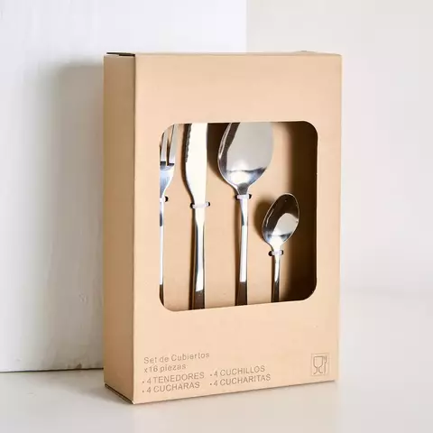 SET DE CUBIERTOS DE 16 PIEZAS LINEA BEAN PLATEADO - comprar online