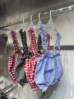 Top poplin cuadrille frunces - comprar online