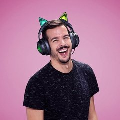 Razer headset gamer com som surround 7.1, fone de ouvido com redução de ruídos, interface usb