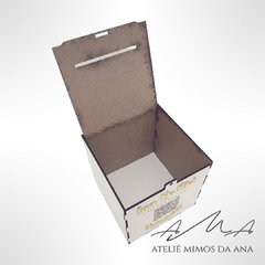 Caixa Pix - Fernanda e Diego - 15 x 15 x 15 - Branca - Ateliê Mimos da Ana