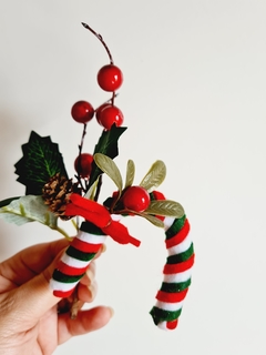 Enfeite Galho Decorativo de Natal Pick Candy Flower - Mais Vida e Decor