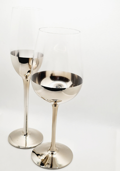 Imagem do Jogo de Taça de Vinho com Degrade Metálico 4 peças