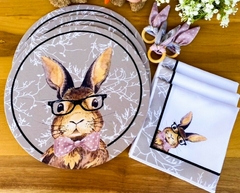 Imagem do Conjunto Capa de Sousplat c/ Base Mdf com Guardanapo e Porta Guardanapo Coelho