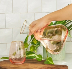 Jarra Decanter Rosa com Fio de Ouro 2,1L - comprar online
