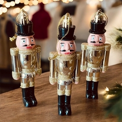 Kit de Enfeite De Natal Soldado Quebra Nozes Dourado