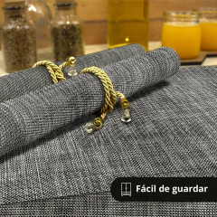 Lugar Americano Retangular Trama Cinza Escuro - Mais Vida e Decor