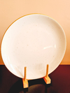 Prato de Sobremesa Shine Off White Com Brilhos e Borda Dourada
