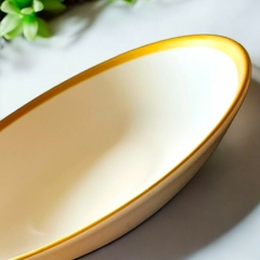 Prato Fundo Branco com Borda Dourada