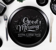 Prato Raso Preto Good Morning em Cerâmica Fosca