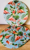 Sousplat em mdf com capa de tecido flamingo