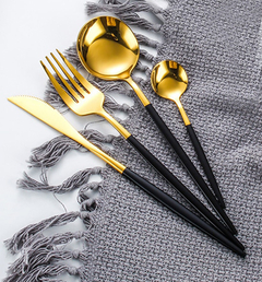 Jogo de Talheres Slim Preto 4 peças