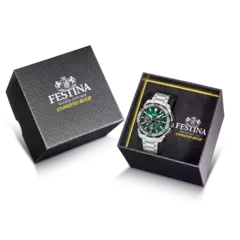 RELOJ DE HOMBRE FESTINA CHRONO BIKE F20724/3 VERDE CORREA DE ACERO - tienda online