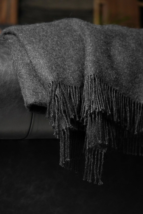 Manta en baby alpaca gris plata