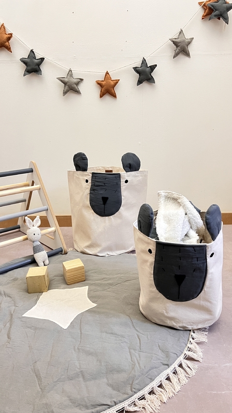 CESTO CONTENEDOR XL OSITO GRIS CEMENTO