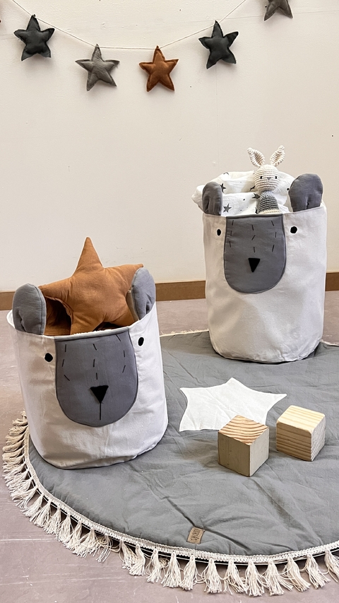 CESTO CONTENEDOR XL OSITO GRIS ELEFANTE