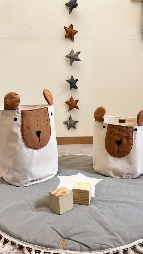 CESTO CONTENEDOR XL OSITO CANELA