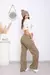 Jean Wide Leg Mujer Gabardina Kaky Tiro Alto 350 - tienda online