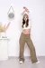 Jean Wide Leg Mujer Gabardina Kaky Tiro Alto 350 en internet