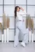 Jean Wide Leg Mujer Gabardina Blanco Celeste Alto 350 - Mokin Oficial