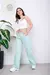 Jean Wide Leg Mujer Gabardina Verde Agua Alto 350 - Mokin Oficial
