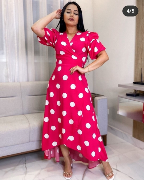 Vestido em Poá Transpassado