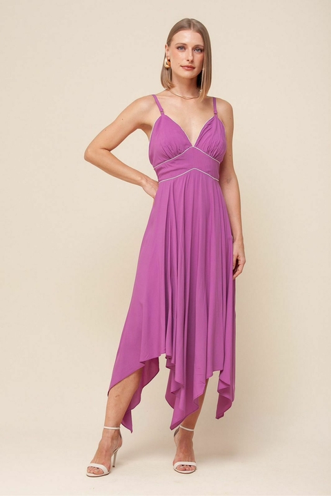 Vestido Midi Assimetrico Roxo