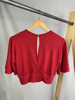 Cropped canelado manga flare - loja online