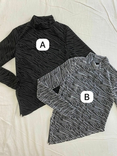 MEDIA POLERA MANGA LARGA PICO *LUREX ESTAMPADO* (SALE)