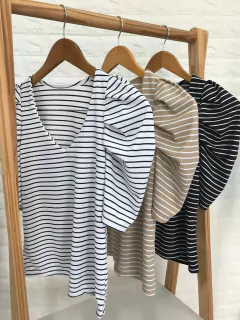 REMERA CUELLO V MANGA TABLAS *MORLEY RAYADO* (SALE)