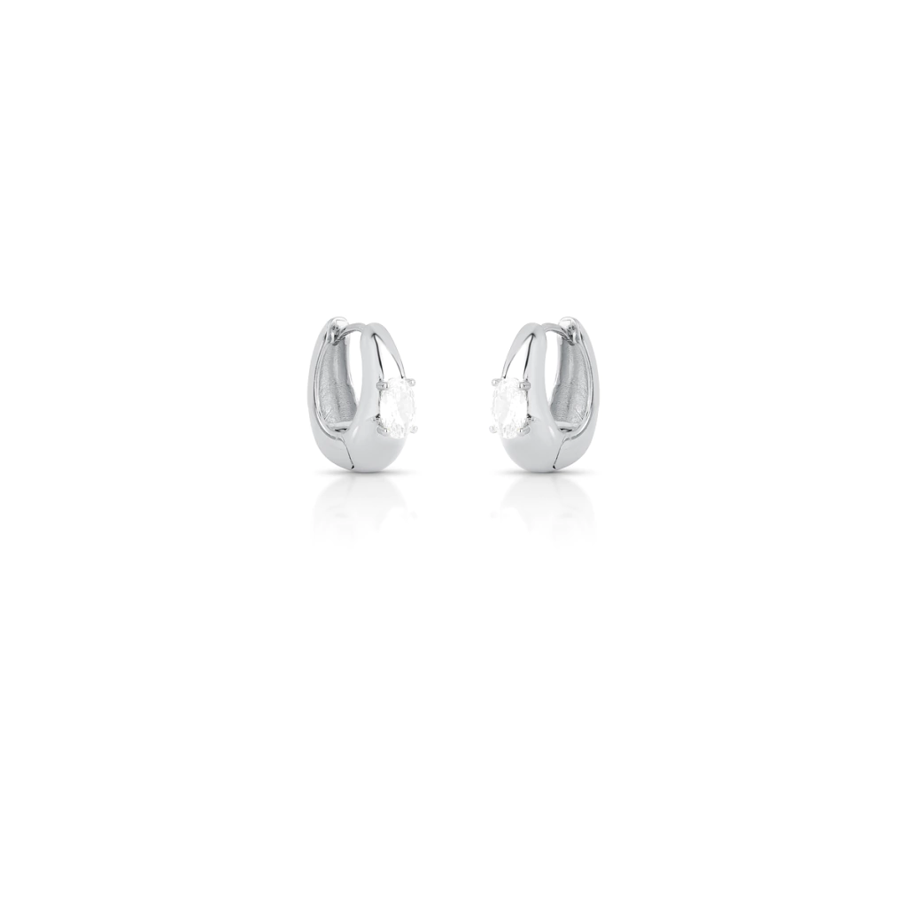 ARGOLA OVAL COM ZIRCÔNIA RÓDIO