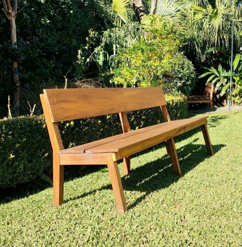 (CF) 2 bancos de madera Timbo / 283x42/47x39/75 el mas largo / 235x42/47x39/75 el mas corto