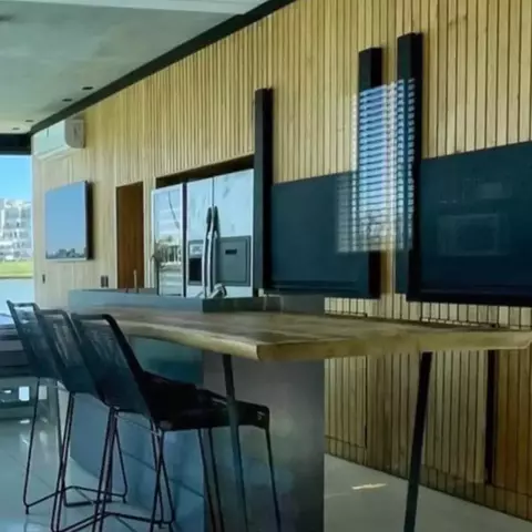(JF) Isla de madera con mesada y bacha con barra de madera maciza / isla 170 x 58 x 105 / barra 230 x 90 x 95