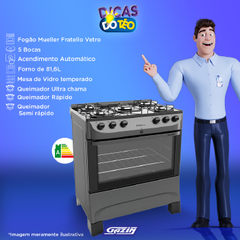 Fogao 5b Mueller Fratello Vetro Mesa Vidro - 601230012 - comprar online