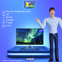 Monitor Philips 27p 4k 60hz Ips Widescreen - 276e8vjsb - loja online