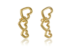 Brinco Ear Cuff Dourado De Corações Pequeno Folheado