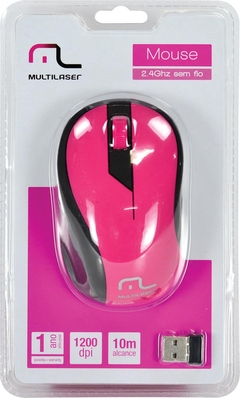 Mouse Sem Fio 2.4ghz Preto E Rosa Usb 1200dpi Plug And Play Mo214 - BIDU SHOP