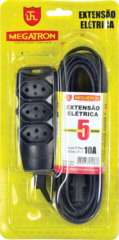 Extensão Cabo Pp 3x0,75 5 Metros Preta 87