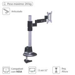 Suporte Para Monitor Articulado 13" A 32" Vesa 100x100 - Sm310a