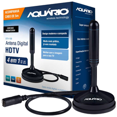 Antena Digital Hdtv 5 Em 1 Vhf/uhf/fm/hdtv/4k Uso Interno Ou Externo Com Cabo 5 Metros Dtv-150