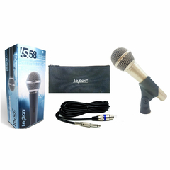 Microfone Com Fio Profissional Ls58 Champanhe, Acompanha Cabo De 5 Metros - BIDU SHOP
