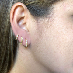 Brinco Trio De Argolinha Com Fio Lateral Folheado Em Ouro 18k - loja online